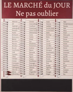 Tableau liste de courses Marché du jour