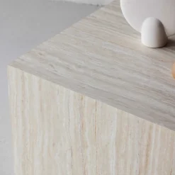 Table basse en MDF effet travertine York 40 x 60 x 80 cm