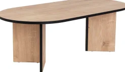 Table basse ovale en aggloméré Sable (Chêne, Noir)