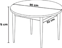 Table de repas ronde avec pieds métal Tor (Blanc)