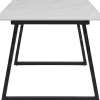 Table de repas 200 x 90 cm en pierre frittée Estelle (Blanc)