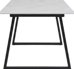 Table de repas 200 x 90 cm en pierre frittée Estelle (Blanc)
