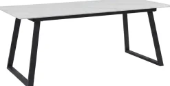 Table de repas 200 x 90 cm en pierre frittée Estelle (Blanc)