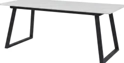 Table de repas 200 x 90 cm en pierre frittée Estelle (Blanc)