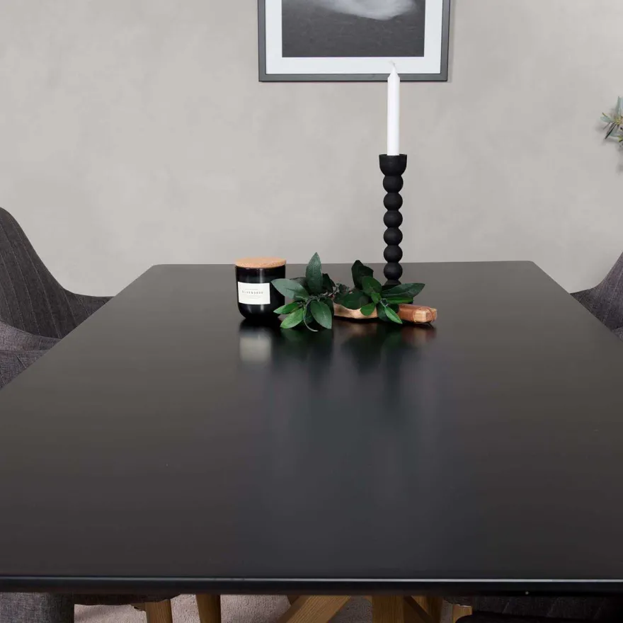 Table de repas 90 x 180 cm Piazza (Noir, Marron)