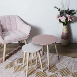 Tables gigognes bicolores Scandi (Lot de 2) (Rose)