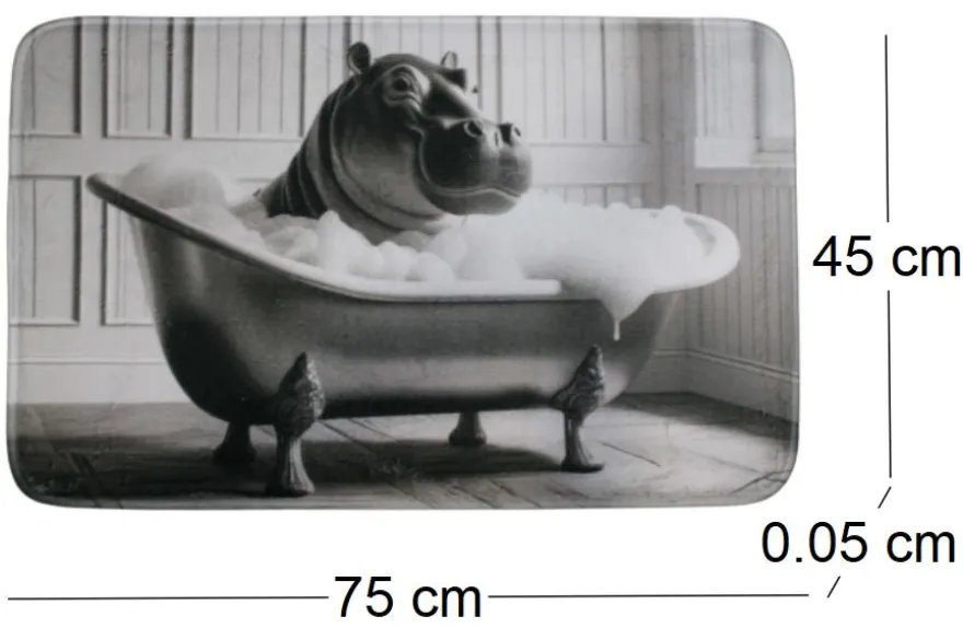 Tapis de bain en polyester Animal 45 x 75 cm (Hippo)