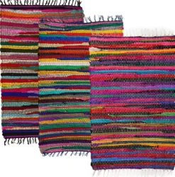 Tapis en coton et polyester rayures colorées 80 x 50 cm