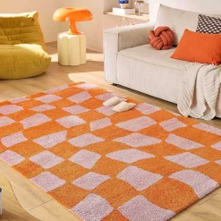 Tapis intérieur à poils longs Swing 383 orange (120 x 160 cm)