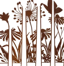 Treillis brise vue en 5 parties Fleurs (S : 87 x 1,5 x 117,2 cm)